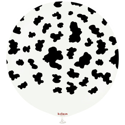 Balon latex jumbo 60cm Safari Cow - White (Print: Black)