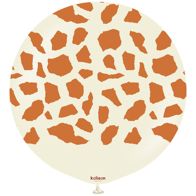 Jumbo Latex Balloon 60cm Safari Giraffe - White Sand (Print: Caramel)