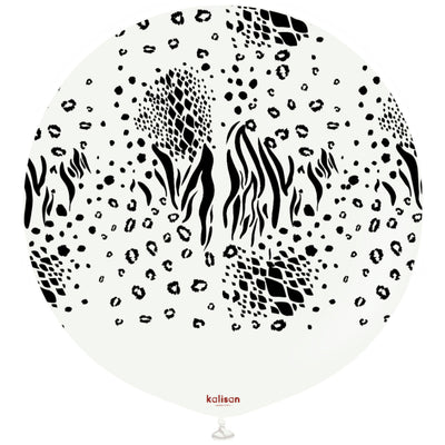 Balon latex jumbo 60cm Safari Mutant - White (Print: Black)