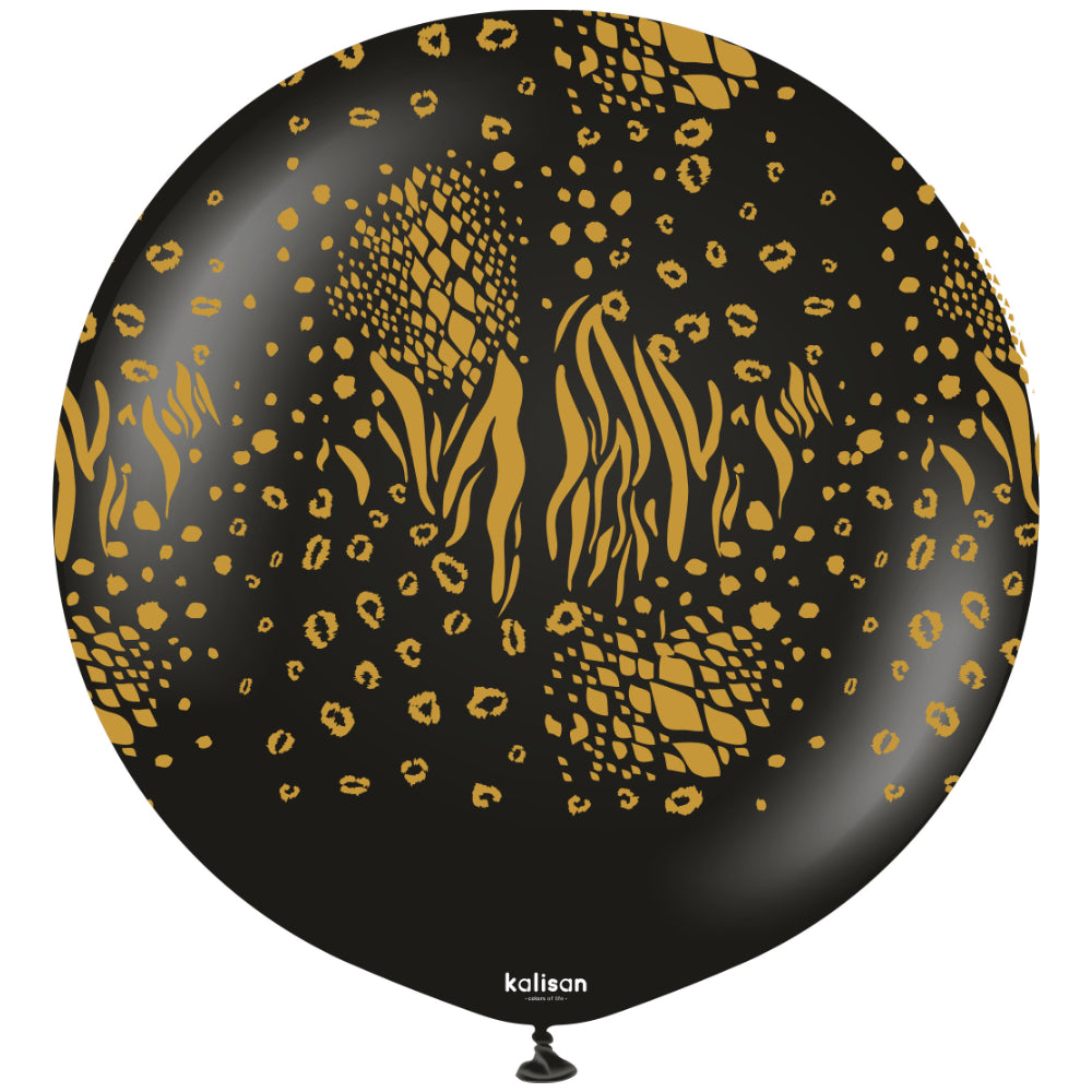 60cm Safari Mutant Jumbo Latex Balloon - Black (Gold Print)