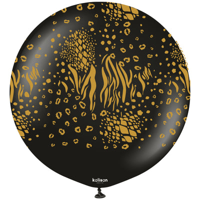 Balon latex jumbo 60cm Safari Mutant - Black (Print - Gold)