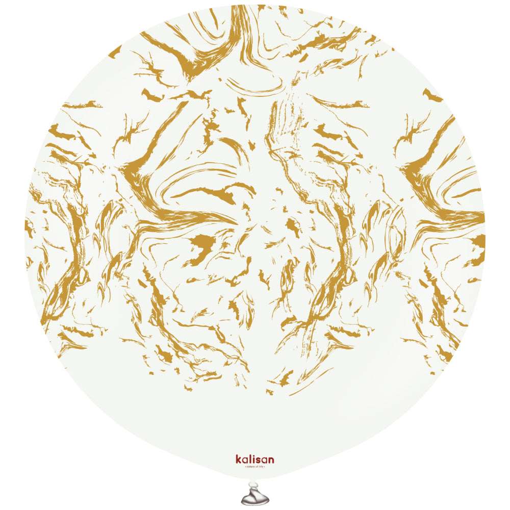 60cm Jumbo Latex Balloon Space Nebula - White (Print: Gold)