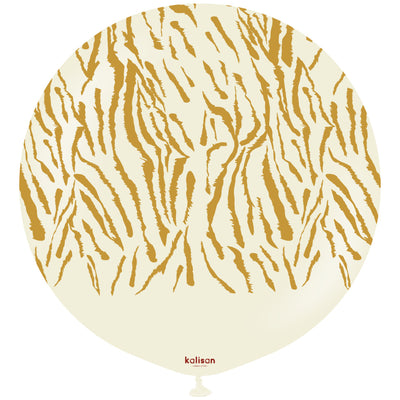Balon latex jumbo 60cm Safari Tiger N - White Sand (Print: Gold)