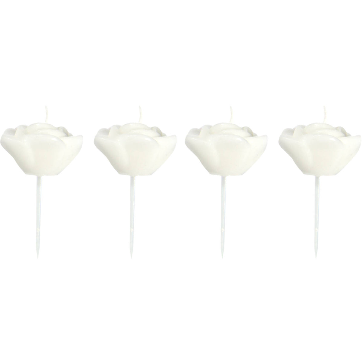 Set 4 Lumanari Tort Trandafiri Albi 6x3cm