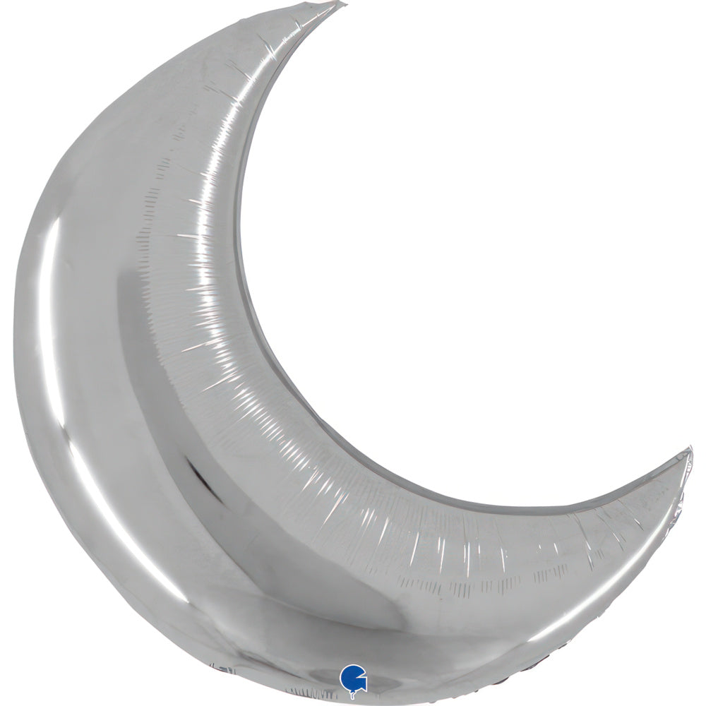 Silver Crescent Moon Foil Balloon 76x78cm