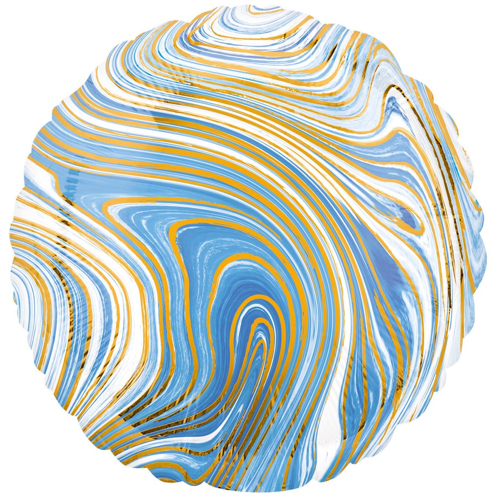 Balon Folie Marmorat Rotund Albastru 45cm AMS 42083 01