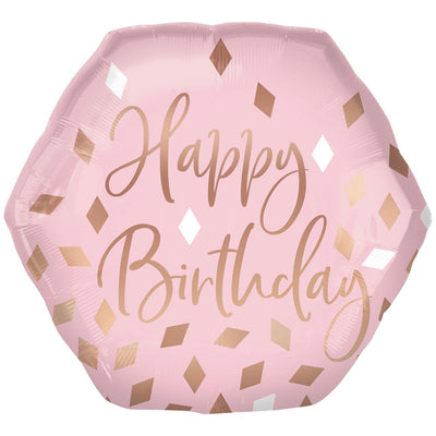 Foil Balloon Happy B-day Blush 58x55cm AMS 42115 01