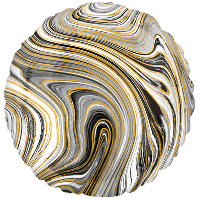 Balon Folie Marmorat Rotund Negru 45cm AMS 42082 01