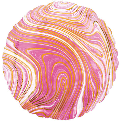 Balon Folie Marmorat Rotund Roz 45cm AMS 42084 01