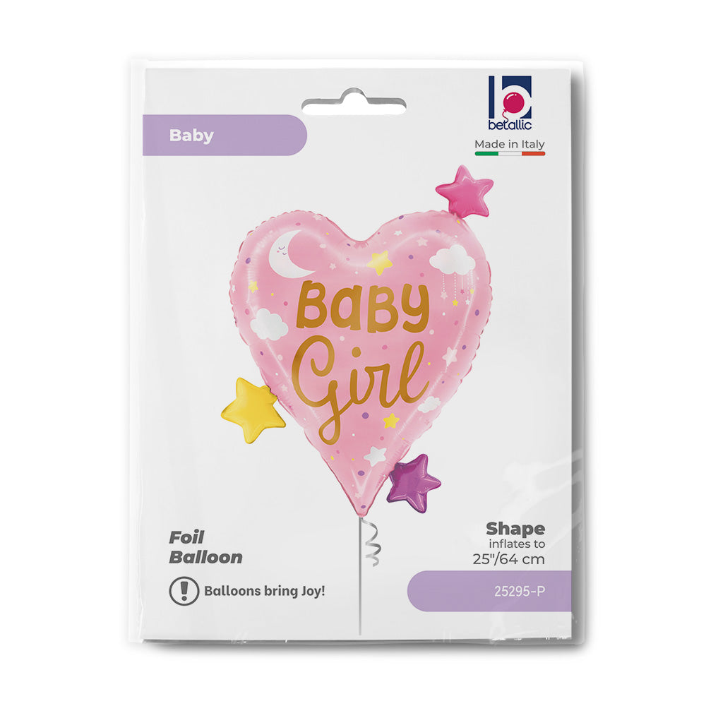 Baby Girl Stars Heart Foil Balloon 64cm