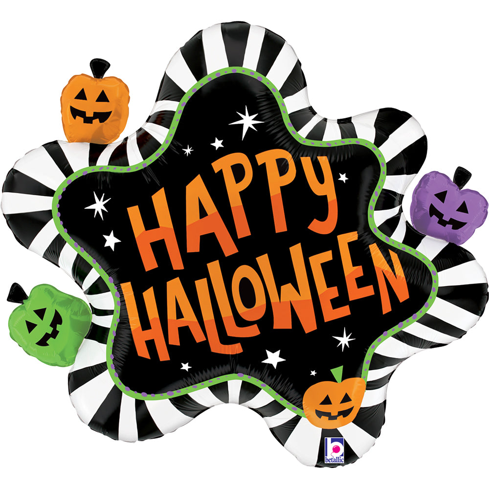 Foil Balloon Figurine Happy Halloween Stripes 79cm