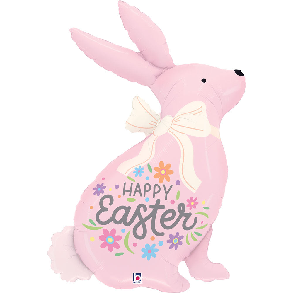 Balon Folie Figurina Happy Easter Iepuras Roz 81cm