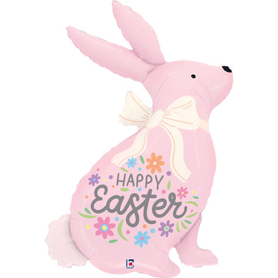 Balon Folie Figurina Happy Easter Iepuras Roz 81cm