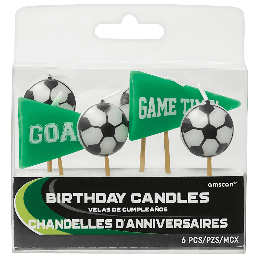 Set of 6 Football Birthday Candles 7.5cm 172902