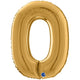 Foil Balloon NUMBER 0 Gold 66 cm Grabo