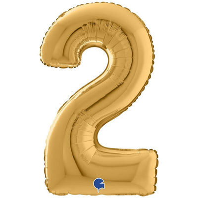 Foil Balloon NUMBER 2 Gold 66 cm Grabo
