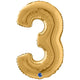 Foil Balloon NUMBER 3 Gold 66 cm Grabo