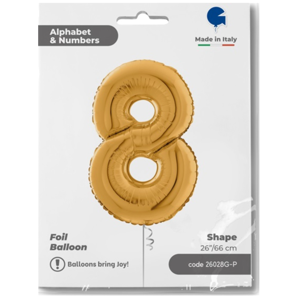 Balon Folie CIFRA 8 Auriu 66 cm Grabo