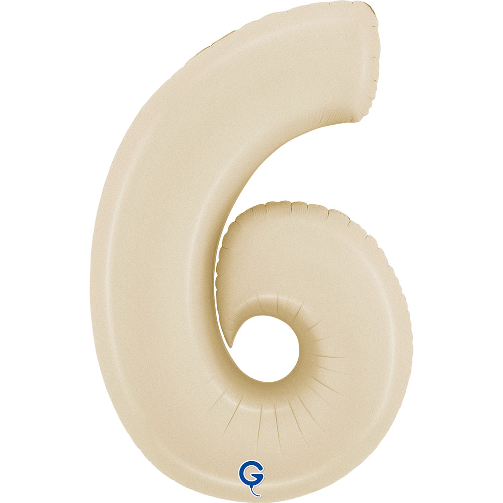 Balon Folie Cifra 6 Satin Cream 66cm