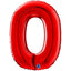 Foil Balloon NUMBER 0 Red 66 cm Grabo