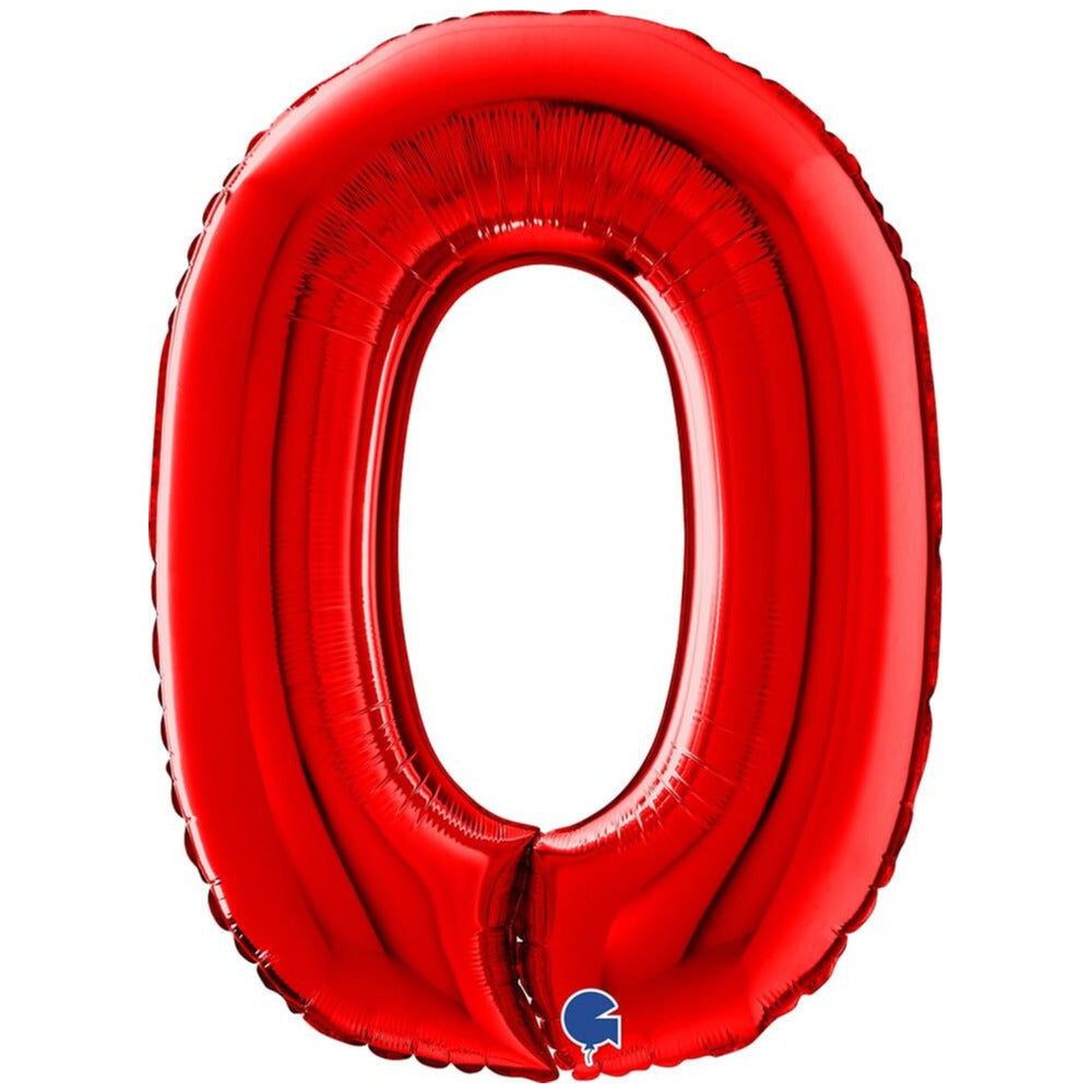 Foil Balloon NUMBER 0 Red 66 cm Grabo