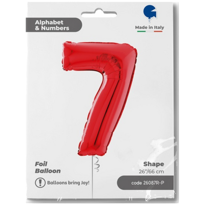 Balon Folie CIFRA 7 Rosu 66 cm Grabo