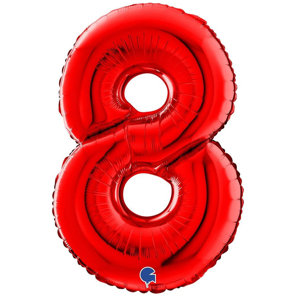 Red Number 8 Foil Balloon 66 cm Grabo