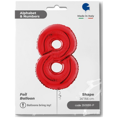 Balon Folie CIFRA 8 Rosu 66 cm Grabo