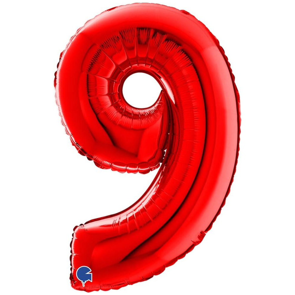 Foil Balloon NUMBER 9 Red 66 cm Grabo