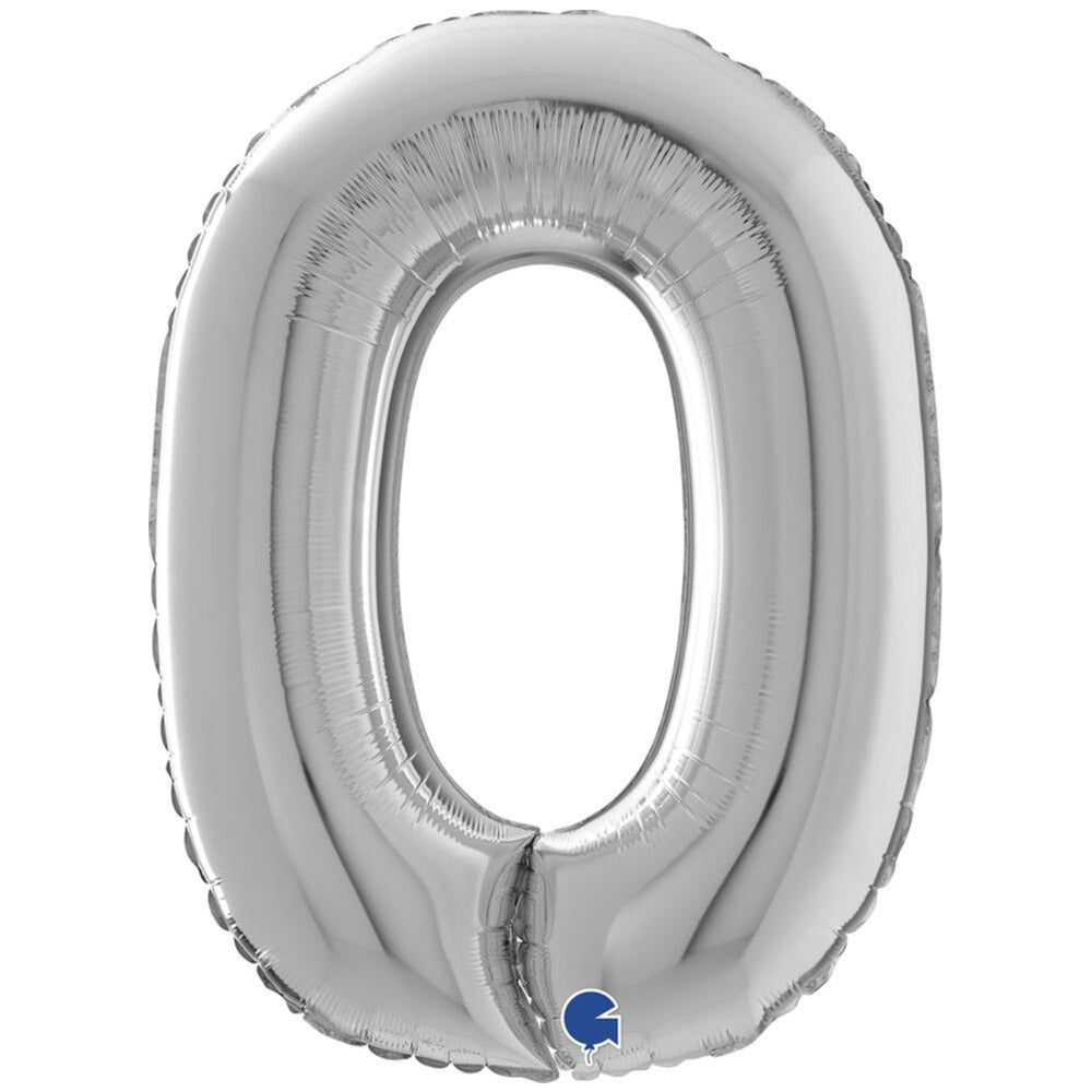 Grabo Silver Number 0 Foil Balloon, 66 cm