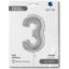 Foil Balloon NUMBER 3 Silver 66 cm Grabo