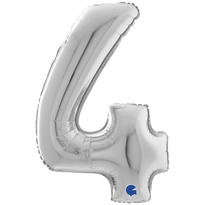 Foil Balloon NUMBER 4 Silver 66 cm Grabo