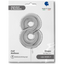 Foil Balloon NUMBER 8 Silver 66 cm Grabo