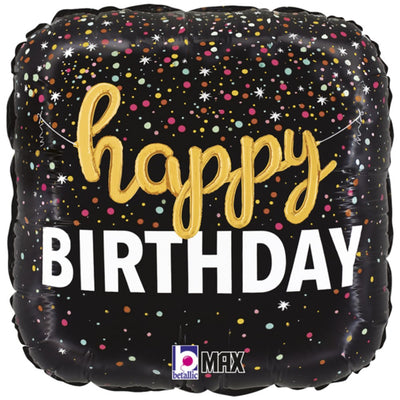 Foil Balloon Square Script HB with Confetti 46 cm Grabo