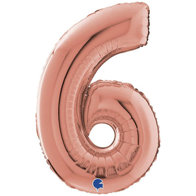 Foil Balloon NUMBER 6 Rose Gold 66 cm Grabo