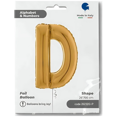 Gold Letter D Foil Balloon 66 cm Grabo