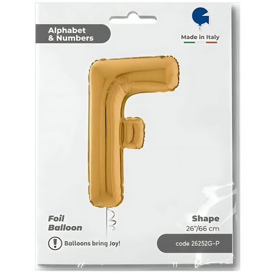 Foil Balloon LETTER F Gold 66 cm Grabo