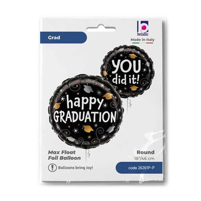 Round Foil Balloon Happy Graduation 46cm