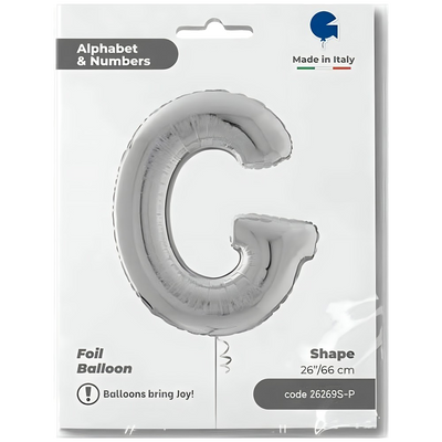Foil Balloon LETTER G Silver 66 cm Grabo