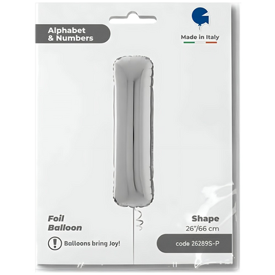 Balon Folie LITERA I Argintiu 66 cm Grabo