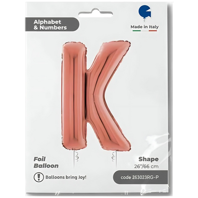 Balon Folie LITERA K Rose Gold 66 cm Grabo