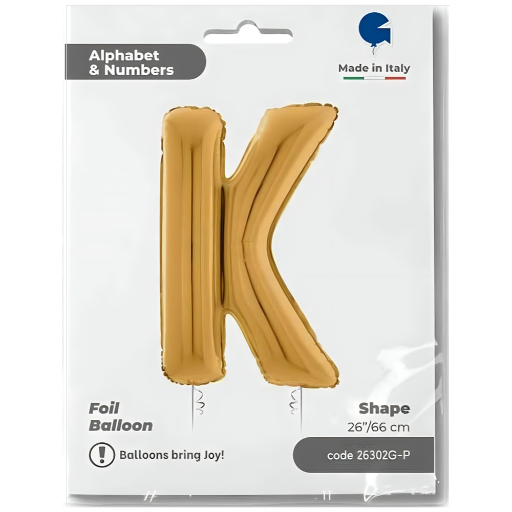 Foil Balloon LETTER K Gold 66 cm Grabo