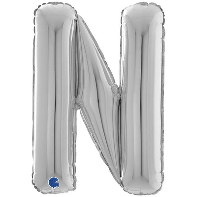 Foil Balloon LETTER N Silver 66 cm Grabo