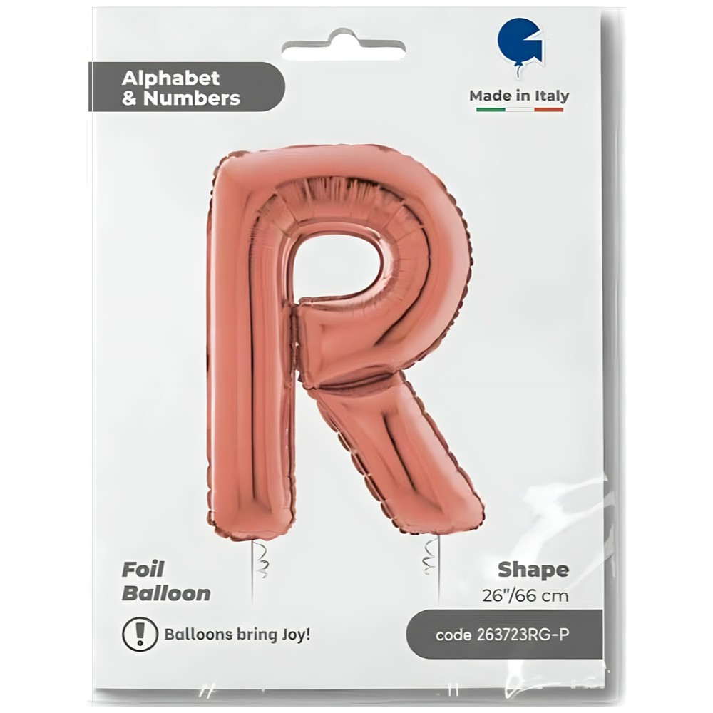 Balon Folie LITERA R Rose Gold 66 cm Grabo