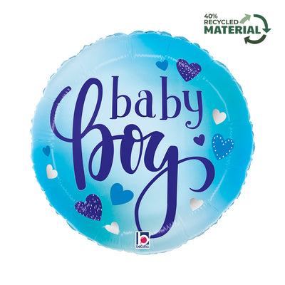 Balon Folie Rotund Baby Boy Inimioare 46cm