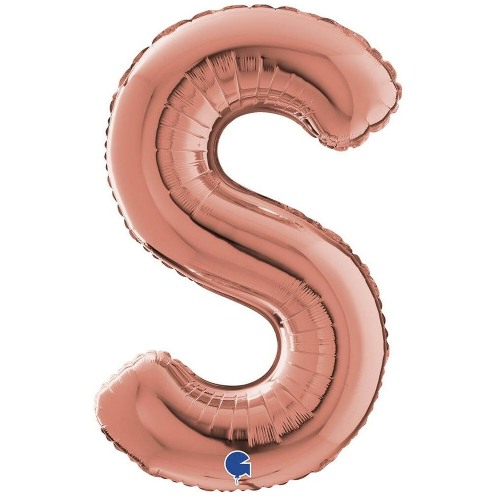 Foil Balloon LETTER S Rose Gold 66 cm Grabo