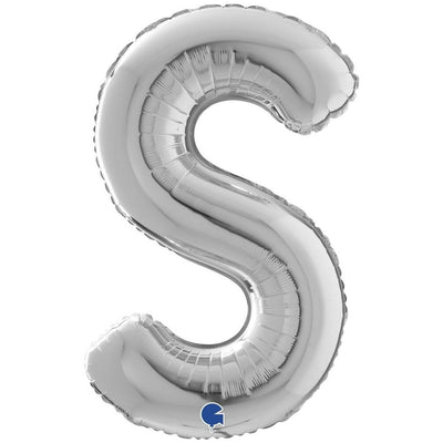 Letter S Silver Foil Balloon 66 cm Grabo