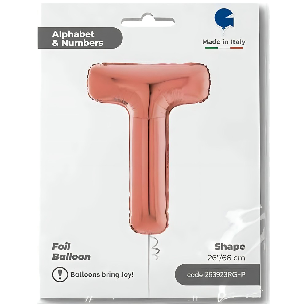 Balon Folie LITERA T Rose Gold 66 cm Grabo