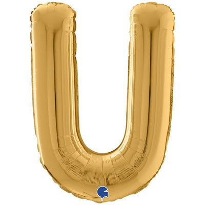 Letter U Gold Foil Balloon 66 cm Grabo