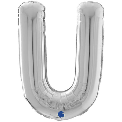 Foil Balloon LETTER U Silver 66 cm Grabo